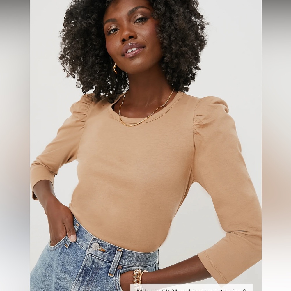Tuckernuck Pomander Place Tan Vesty Long Sleeve Crewneck